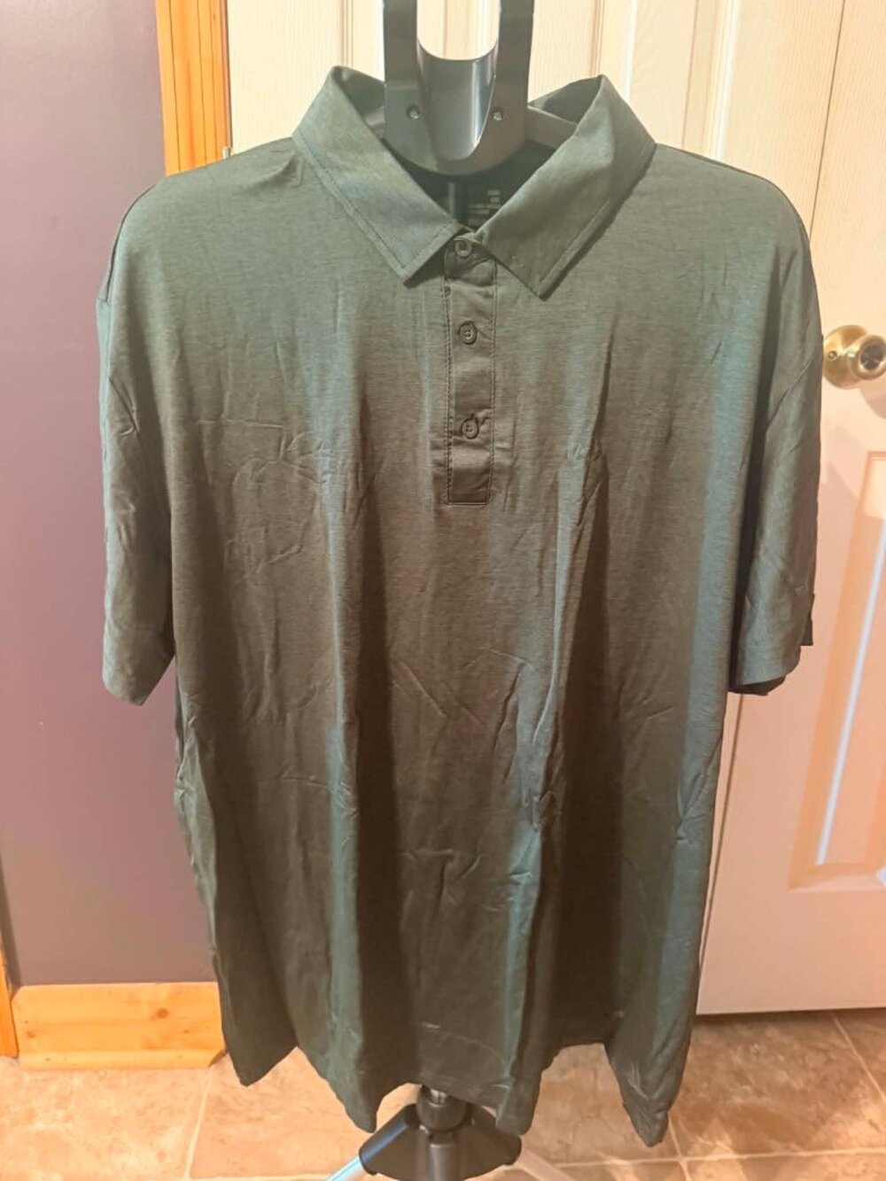 Men's Short Sleeve Polo Shirt Olive Green 3XL